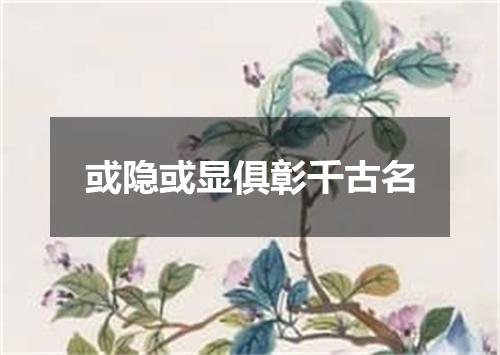 或隐或显俱彰千古名