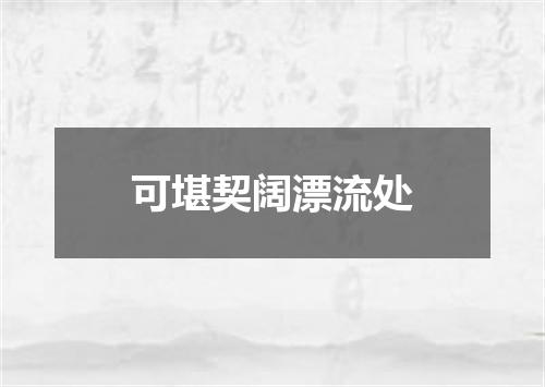 可堪契阔漂流处
