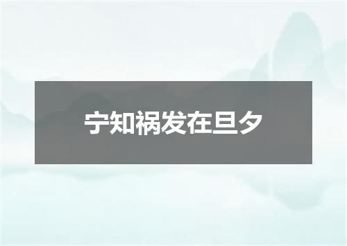 宁知祸发在旦夕