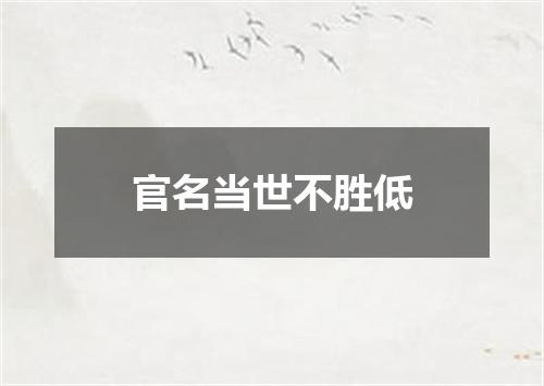 官名当世不胜低