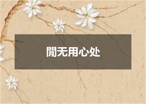 閒无用心处