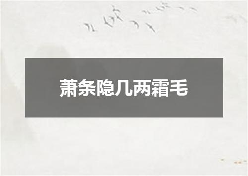 萧条隐几两霜毛