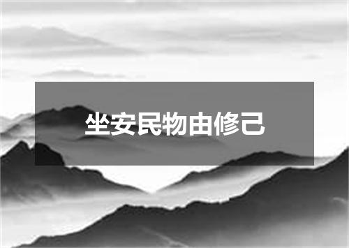 坐安民物由修己