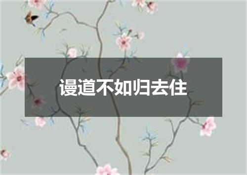 谩道不如归去住