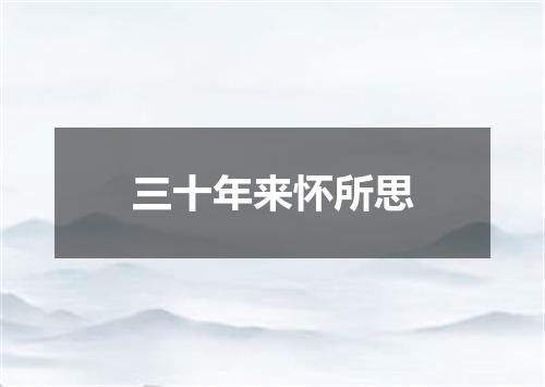 三十年来怀所思