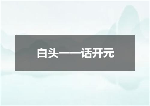 白头一一话开元