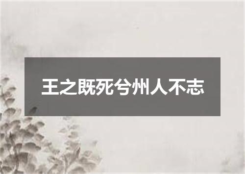 王之既死兮州人不志