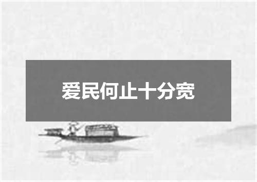 爱民何止十分宽