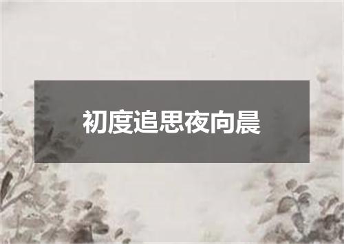 初度追思夜向晨