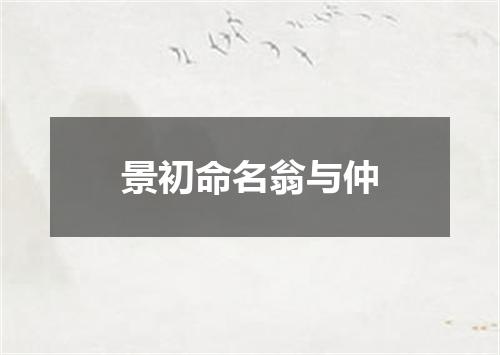 景初命名翁与仲