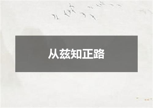 从兹知正路