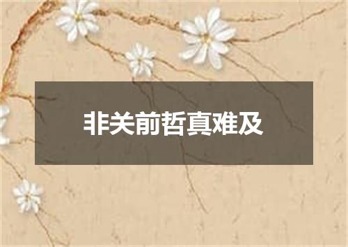非关前哲真难及