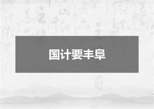 国计要丰阜