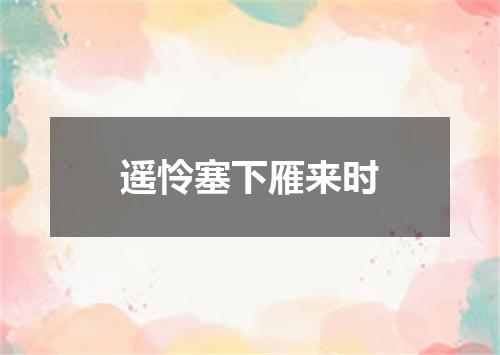 遥怜塞下雁来时