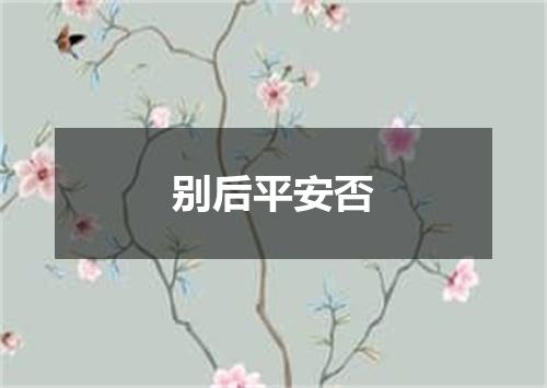 别后平安否
