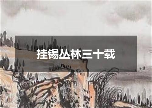 挂锡丛林三十载