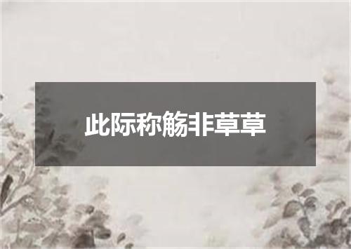 此际称觞非草草