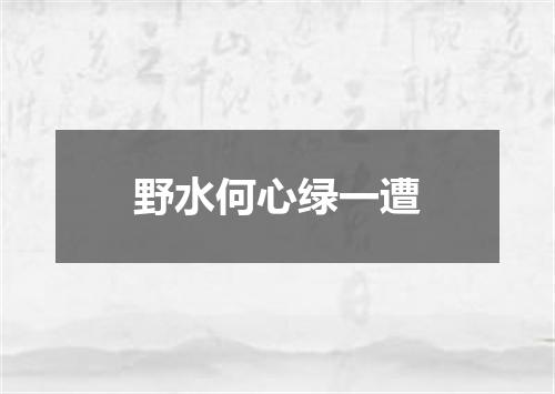 野水何心绿一遭