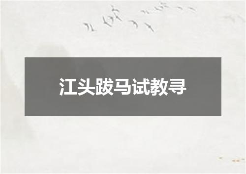 江头跋马试教寻