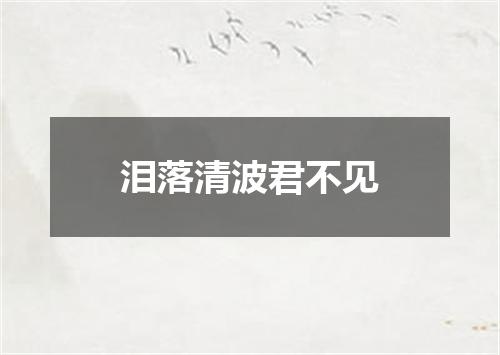 泪落清波君不见