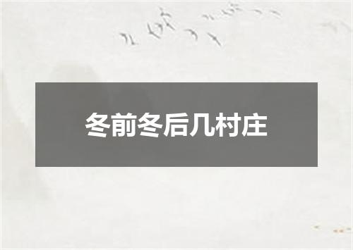 冬前冬后几村庄