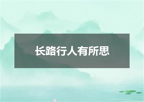 长路行人有所思