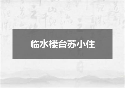 临水楼台苏小住