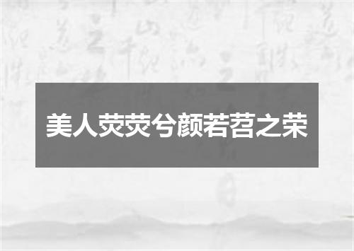 美人荧荧兮颜若苕之荣