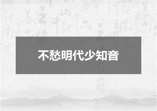 不愁明代少知音