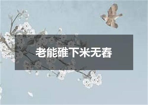 老能碓下米无舂