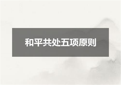 和平共处五项原则