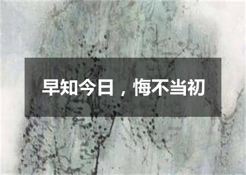 早知今日，悔不当初