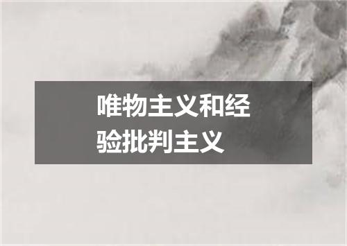 唯物主义和经验批判主义