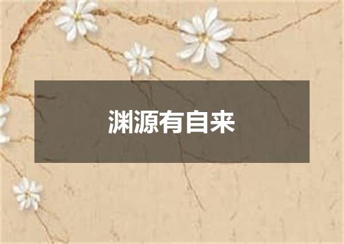 渊源有自来