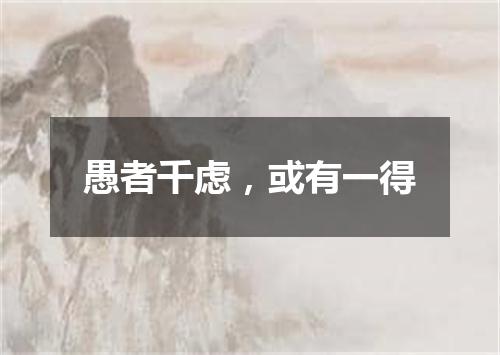 愚者千虑，或有一得是什么意思