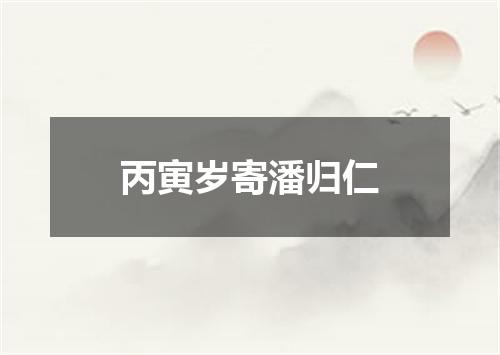 丙寅岁寄潘归仁