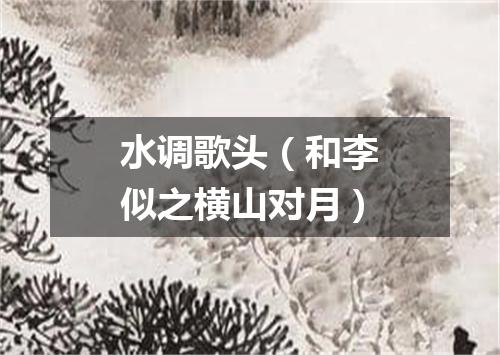 水调歌头（和李似之横山对月）