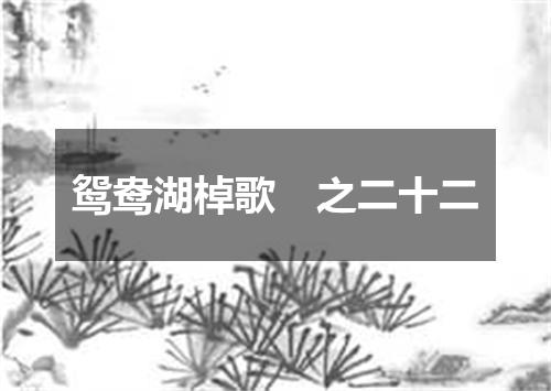 鸳鸯湖棹歌　之二十二