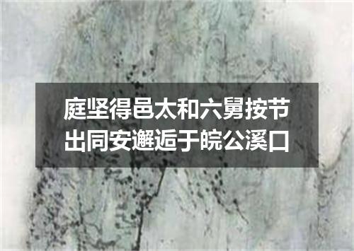 庭坚得邑太和六舅按节出同安邂逅于皖公溪口