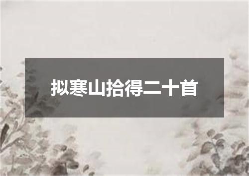 拟寒山拾得二十首