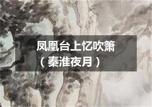 凤凰台上忆吹箫（秦淮夜月）