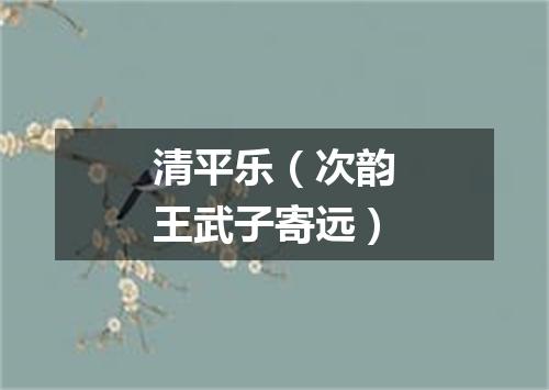 清平乐(次韵王武子寄远)