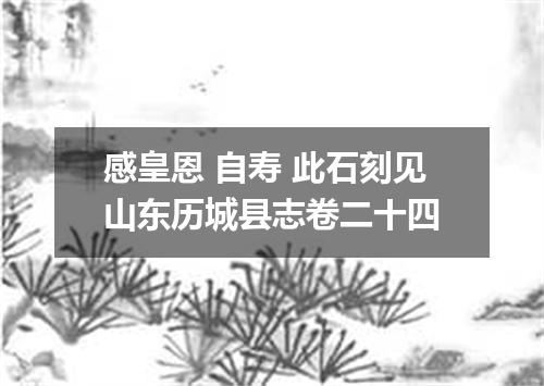 感皇恩 自寿 此石刻见山东历城县志卷二十四