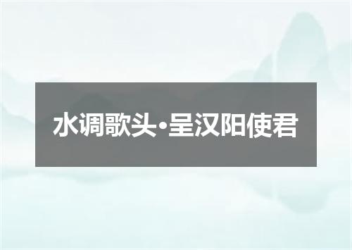 水调歌头·呈汉阳使君