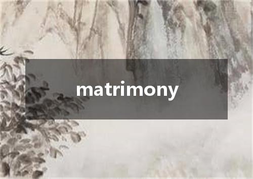 matrimony是什么意思