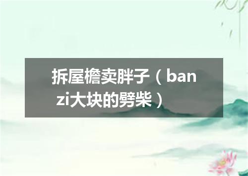 拆屋檐卖胖子（ban zi大块的劈柴）