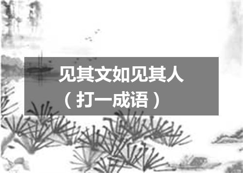 见其文如见其人（打一成语）