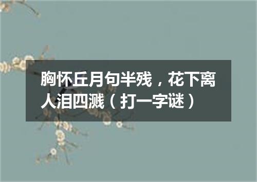 胸怀丘月句半残，花下离人泪四溅（打一字谜）