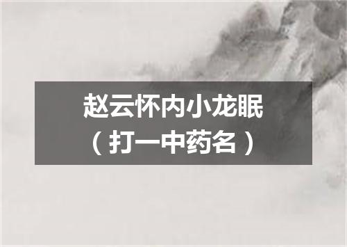 赵云怀内小龙眠（打一中药名）