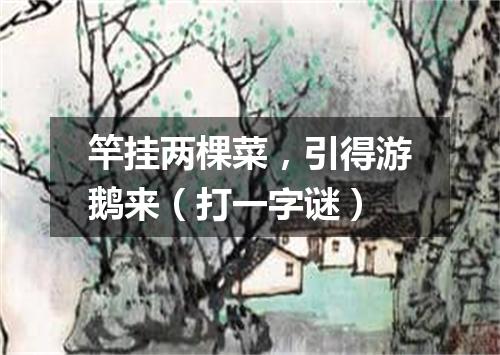 竿挂两棵菜，引得游鹅来（打一字谜）